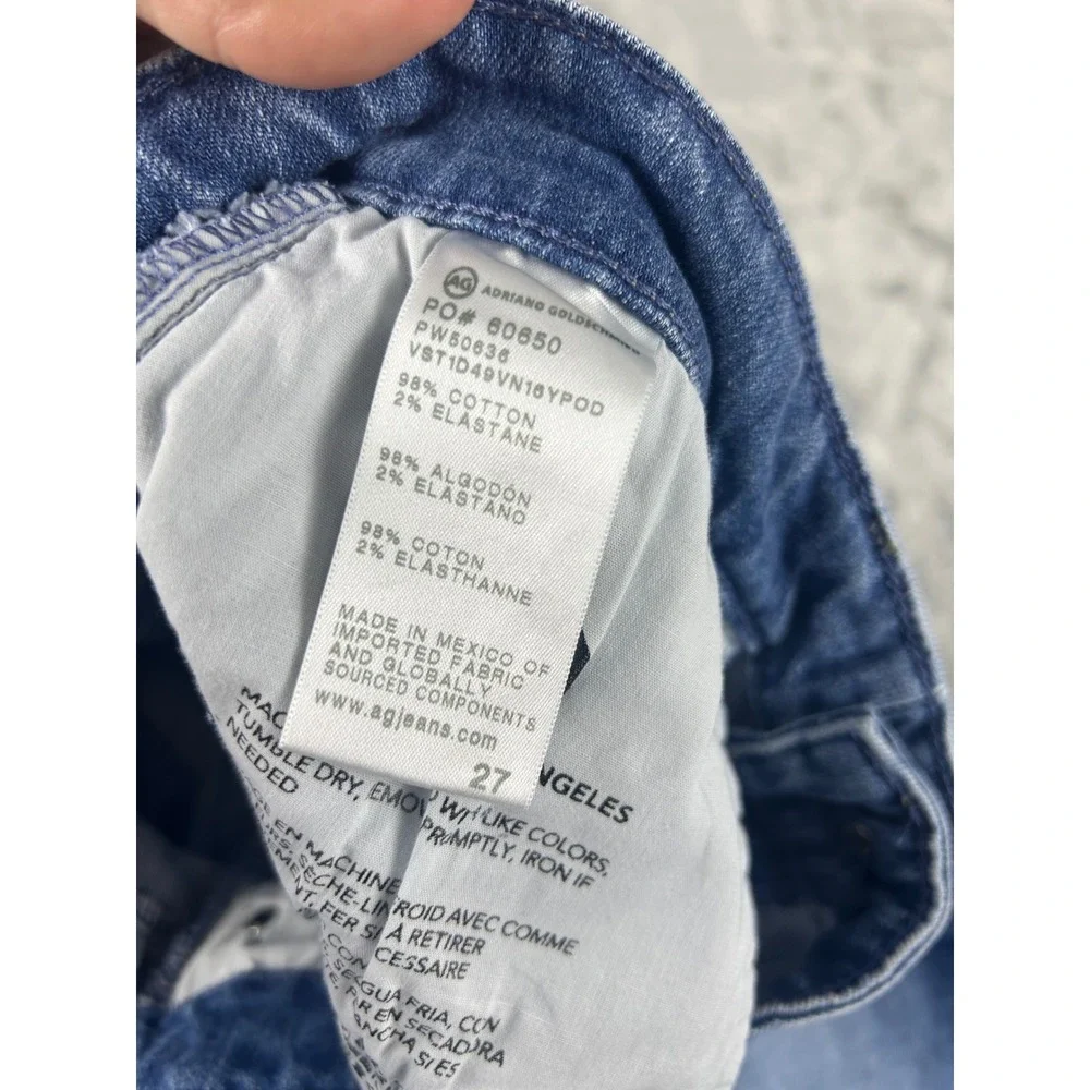 AG Adriano Goldschmied Saige Wide Leg Crop Jean 27 Mid Rise Raw Hem Medium Wash - Picture 8 of 11